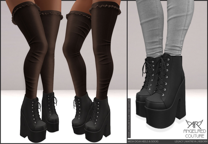AngelRED Couture Mesh Doja Heels & Socks [CHOCOLATE]