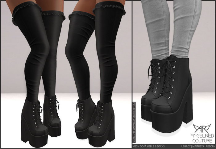 AngelRED Couture Mesh Doja Heels & Socks [BLACK]