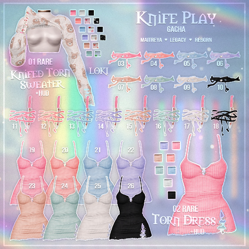 13.Loki - Knife Play GACHA - Sky Ribbon Garter - Reborn