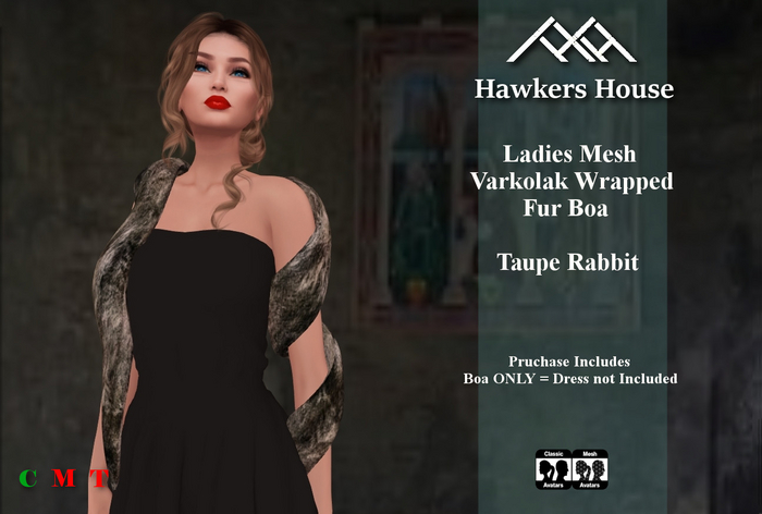 *HH* Ladies Mesh Varkolak Wrapped Fur Boa Taupe Rabbit