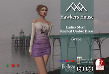 *HH* Ladies Mesh Ruched Ombre Dress Grape