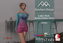 *HH* Ladies Mesh Ruched Ombre Dress Aurora