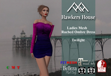 *HH* Ladies Mesh Ruched Ombre Dress Twilight