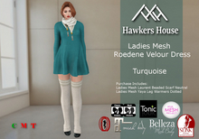 *HH* Ladies Mesh Roedene Velour Dress Turquoise