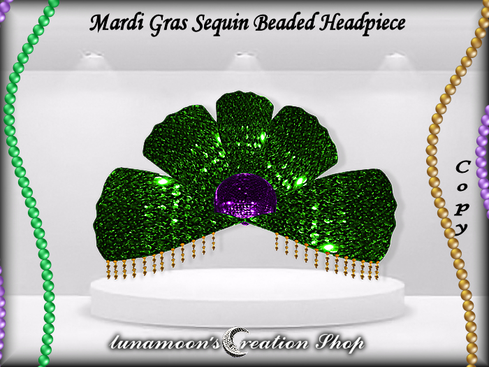 DEMO-Mardi Gras Sequin Beaded Headpiece