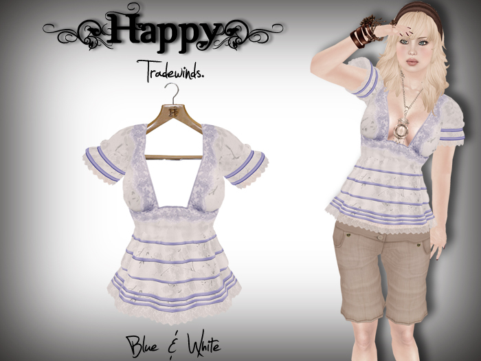 {Happy} Tradewinds Blouse (Blue & White)