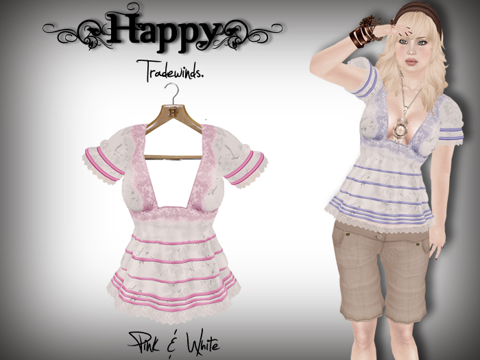 {Happy} Tradewinds Blouse (Pink & White)
