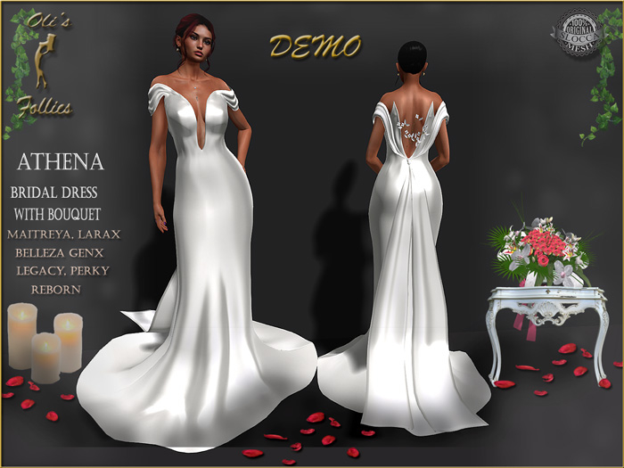 Oli's Follies "Athena" bridal dress DEMO maitreya, larax,  Legacy Perky Reborn genx classic and curvy