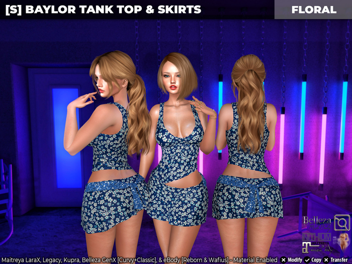 [S] Baylor Tank Top & Skirts Floral