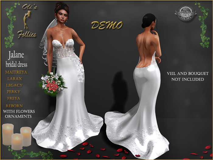 Oli's Follies jalane bridal dress DEMO Maitreya,Lara X legacy Perky Reborn freya