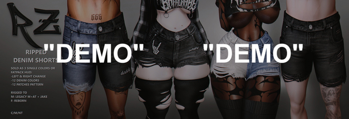 RZ. DEMO Ripped Denim Shorts M FATPACK