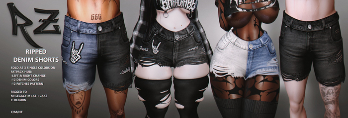 RZ. Ripped Denim Shorts F FATPACK