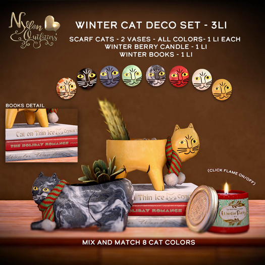 (NO) Winter Cat Deco Set - 4 Peice Set + All Colors