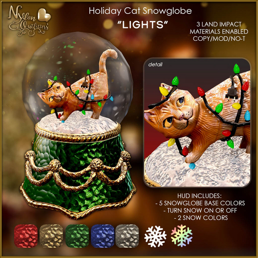 (NO) Holiday Cat Snowglobe - Lights