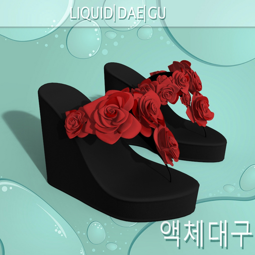 Black Red Rose Wedges