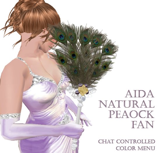 Aida Feather Fan - Natural Peacock-  Touch Activated