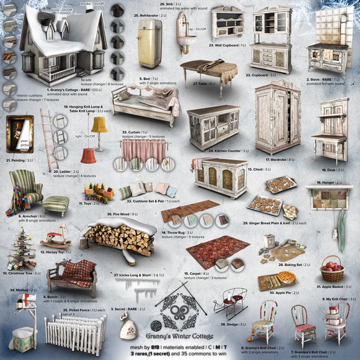 19_8f8 - Granny's Winter Cottage - Knit Lamps SET