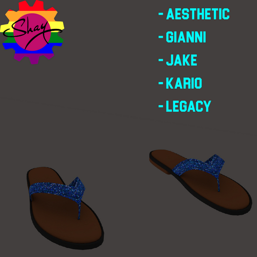 Blue Glitter Flip Flops
