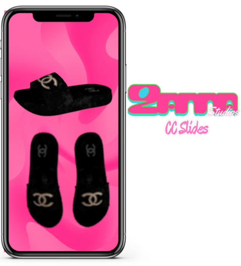 ZM BLACK CC FURR SLIDES