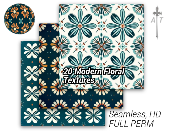 [AT] 20 Seamless Modern Floral Textures (FULL PERM)
