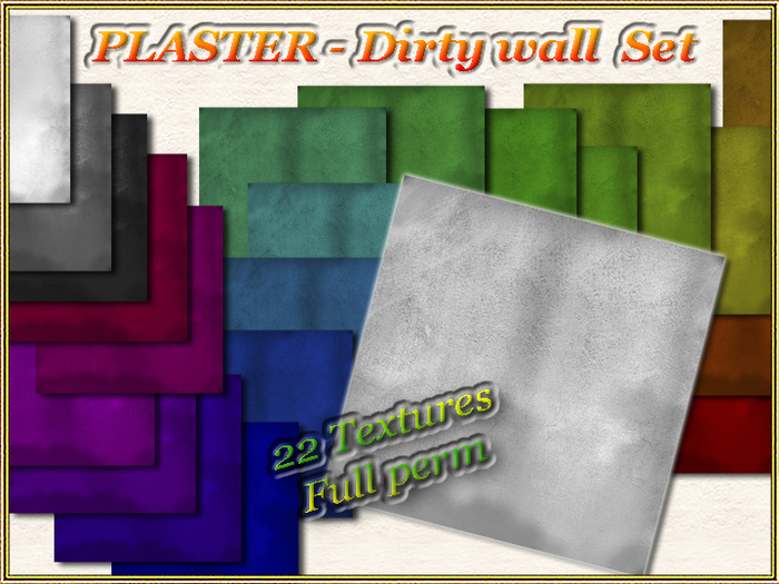PLASTER - Dirty wall - 22 Textures Set (Full perm)