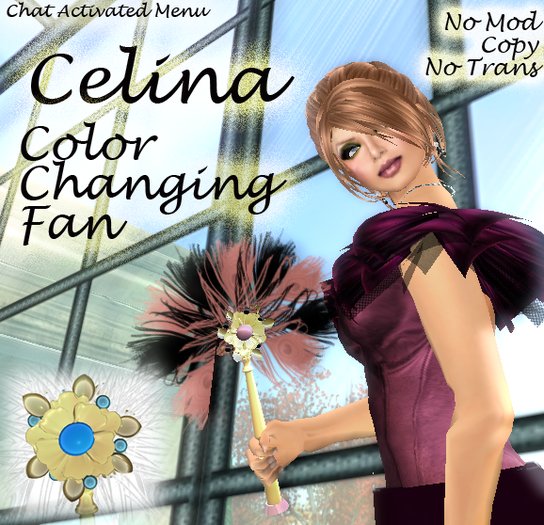 Celina Feather Fan - Peacock -  Touch Activated