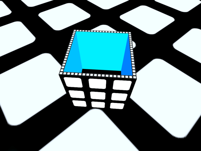 single white rounded square on black background texture 128x128