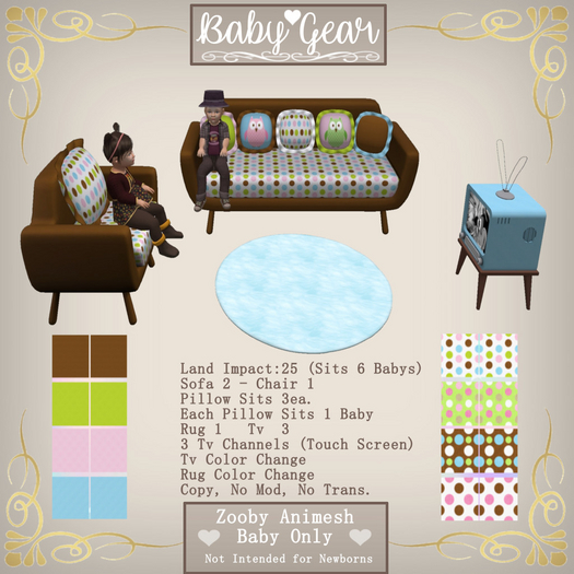 Zooby Animesh Baby Sofa & Chair Set - Owls (Boxed)