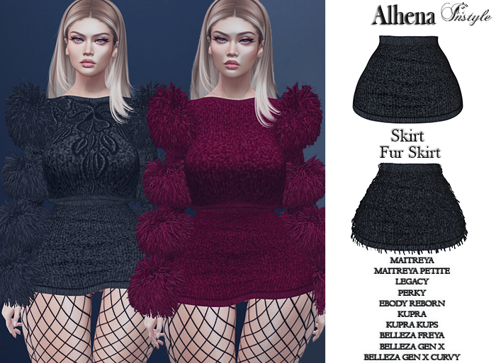 InStyle - Alhena Skirt & Fur Skirt Black
