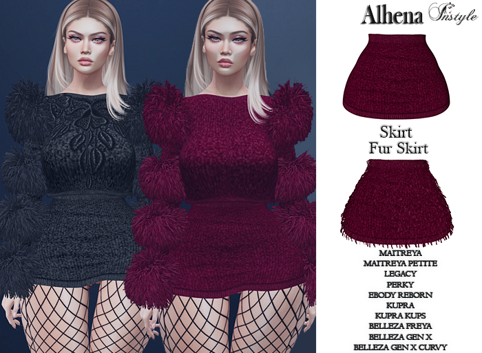 InStyle - Alhena Skirt & Fur Skirt Bordeaux