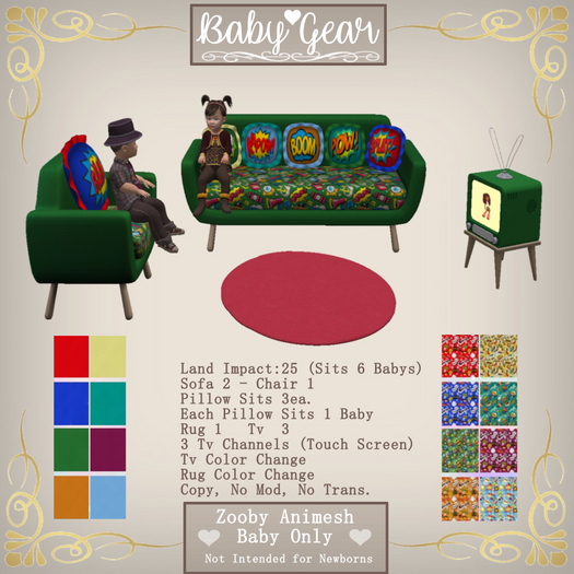 Zooby Animesh Baby Sofa & Chair Set - Super Hero's (Boxed)