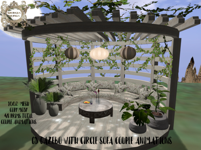 GD GAZEBO WITH CIRCLE SOFA COUPLE ANIMATIONS