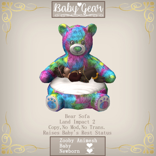 Animesh Zooby Bear Sofa - Rainbow (Boxed)