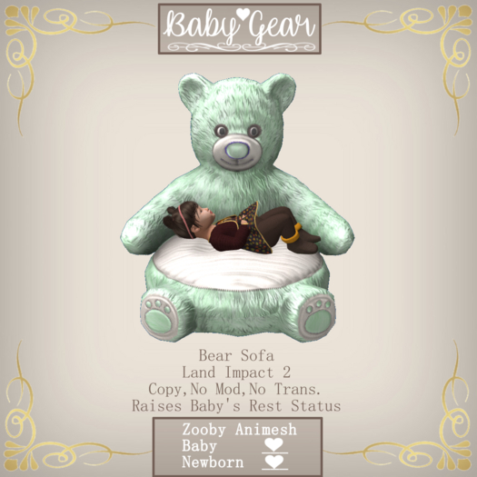 Animesh Zooby Bear Sofa - Green (Boxed)