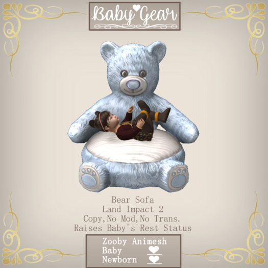 Animesh Zooby Bear Sofa - Blue (Boxed)