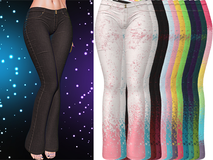 Second Life Marketplace - Ramona Low Rise Flared Jeans 2.0 [Paint Pack