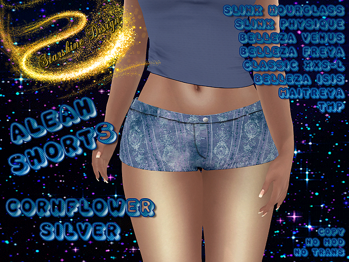 ~✯SD✯~ ALEAH SHORTS [CORNFLOWER-SILVER]