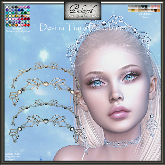 Beloved Jewelry : Devina Tiara Headband Set (Texture Change) Crown Hair Accessory