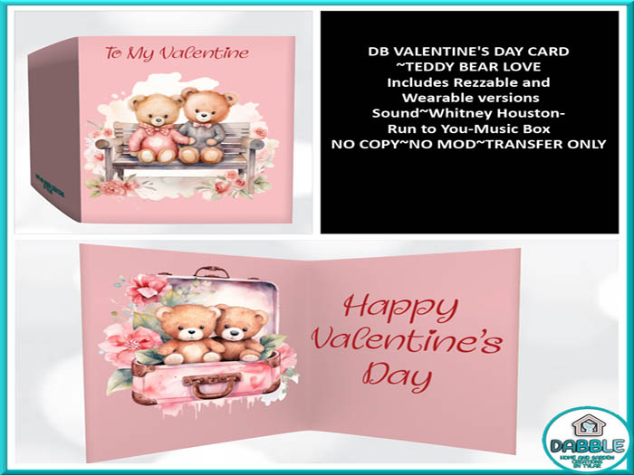 DB VALENTINE'S DAY CARD~TEDDY BEAR LOVE box