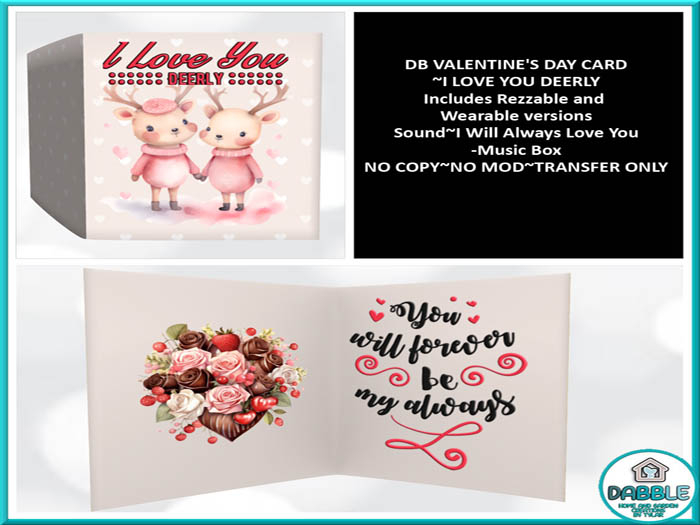 DB VALENTINE'S DAY CARD~I LOVE YOU DEERLY box