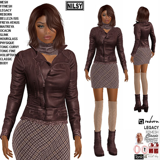 LEATHER JACKET OUTFIT,CL&MESH BODY