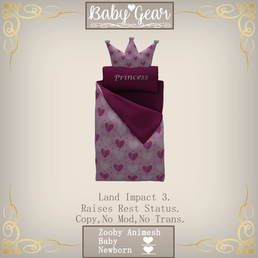 Animesh Zooby Crown Sleeping Bag Raspberry (Bagged)
