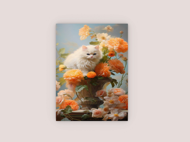 Frame Cute Cat with Flowers