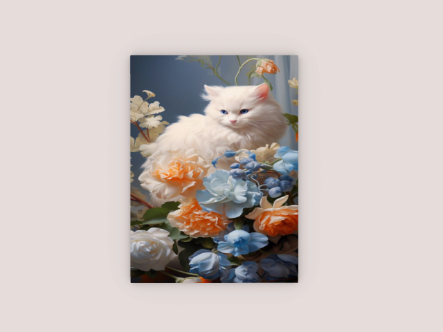 Frame With White Cat "___