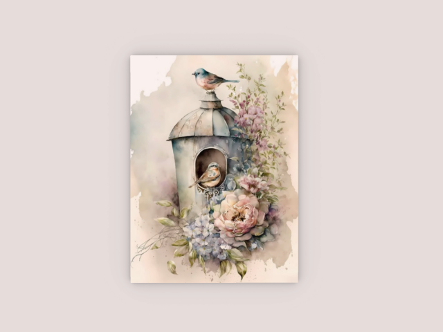 Birdhouse with Flowers Frame