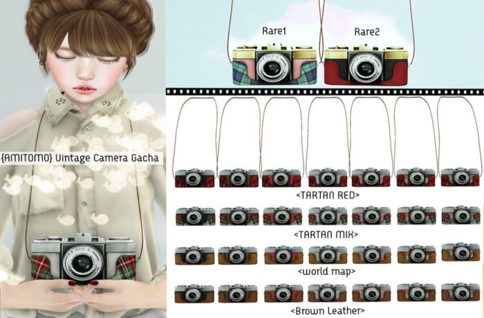 {AMITOMO}Vintage Camera <Brown Leather>red