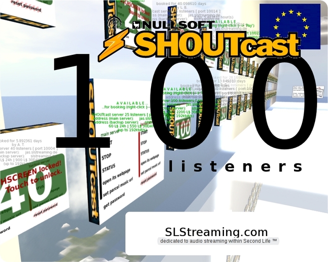 SHOUTcast server 100 listeners 24h