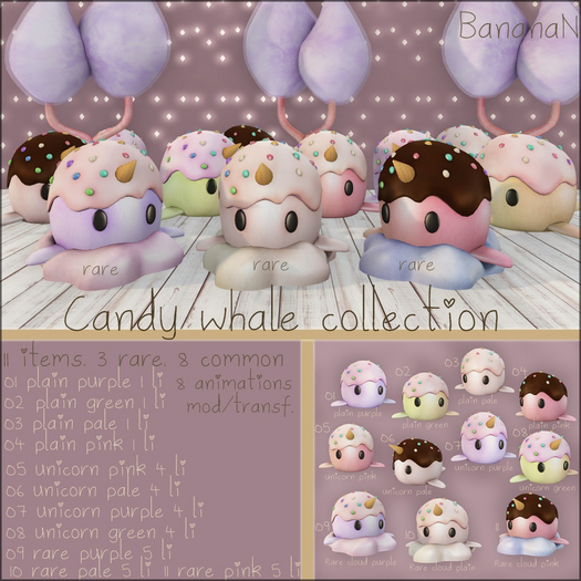 10 Candy Whale - cloud pale RARE