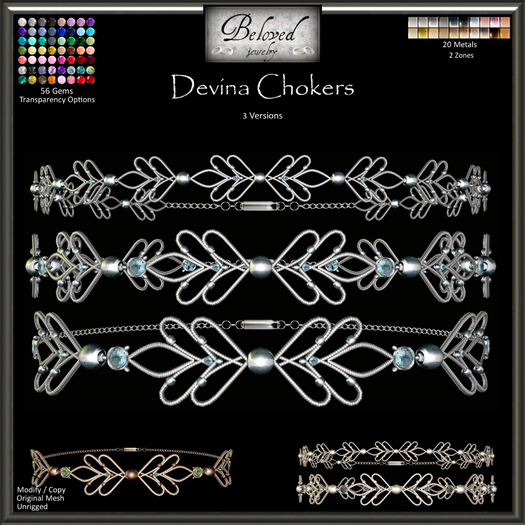 Beloved Jewelry : Devina Chokers (Texture Change) Choker Necklaces Set