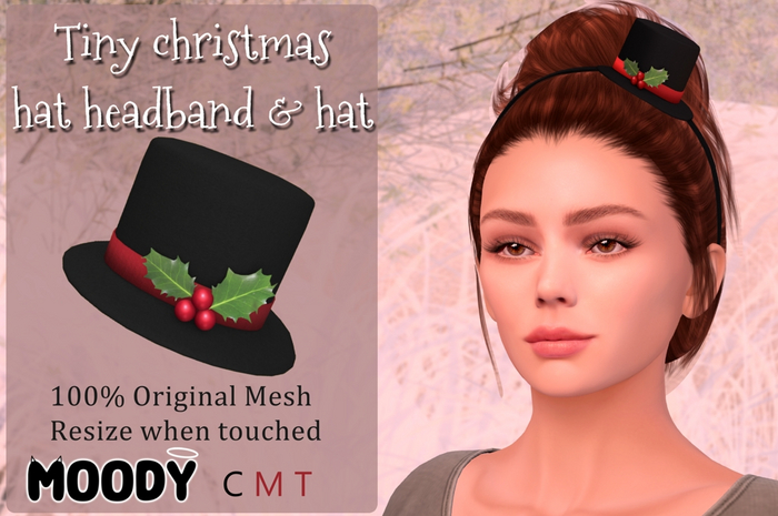 Tiny christmas hat headband & hat set (Moody)